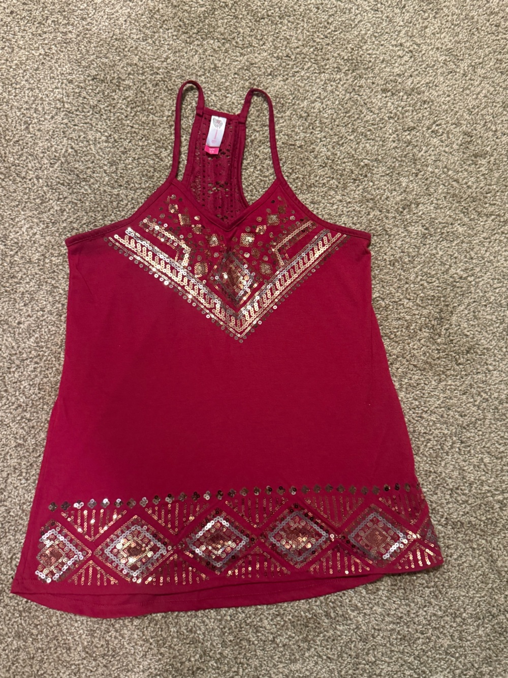 No Boundaries Red Sequin Detail Racerback Camisole